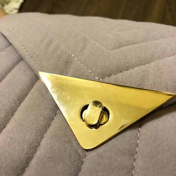 Lavender Faux Velvet Chain Purse - Picture 5 of 5